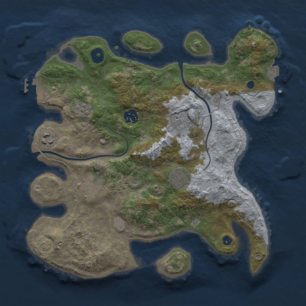 Rust Map: Procedural Map, Size: 3250, Seed: 649014266, 11 Monuments
