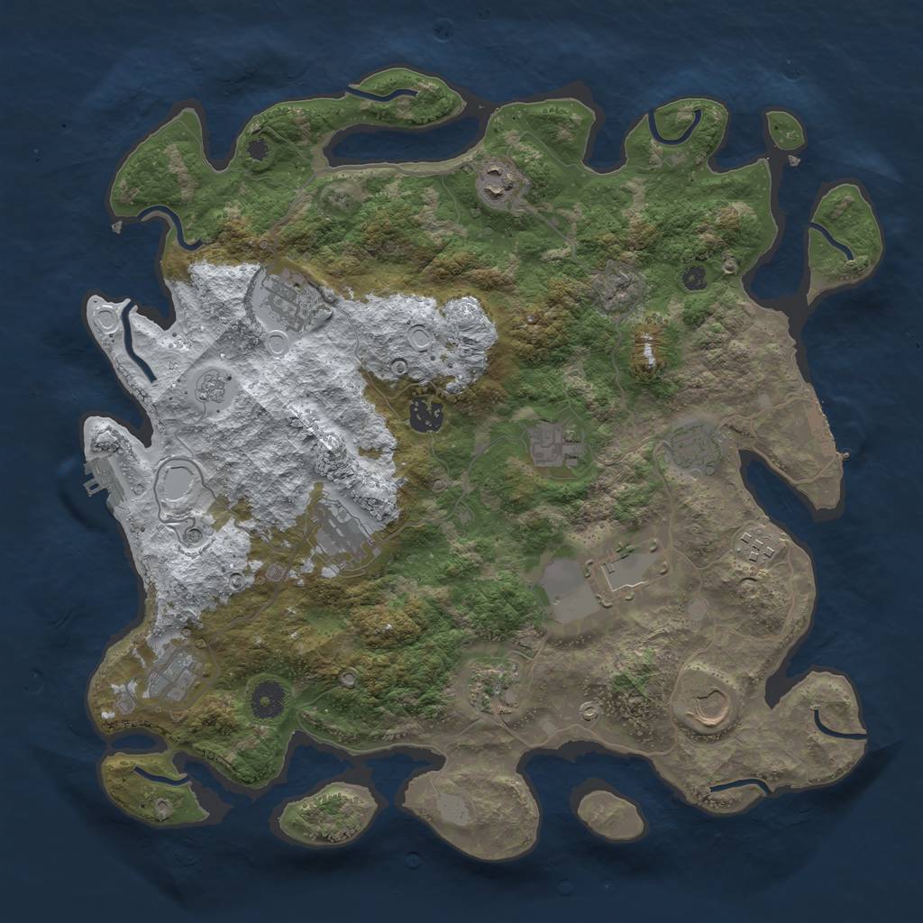 Rust Map: Procedural Map, Size: 3850, Seed: 1758728721, 20 Monuments