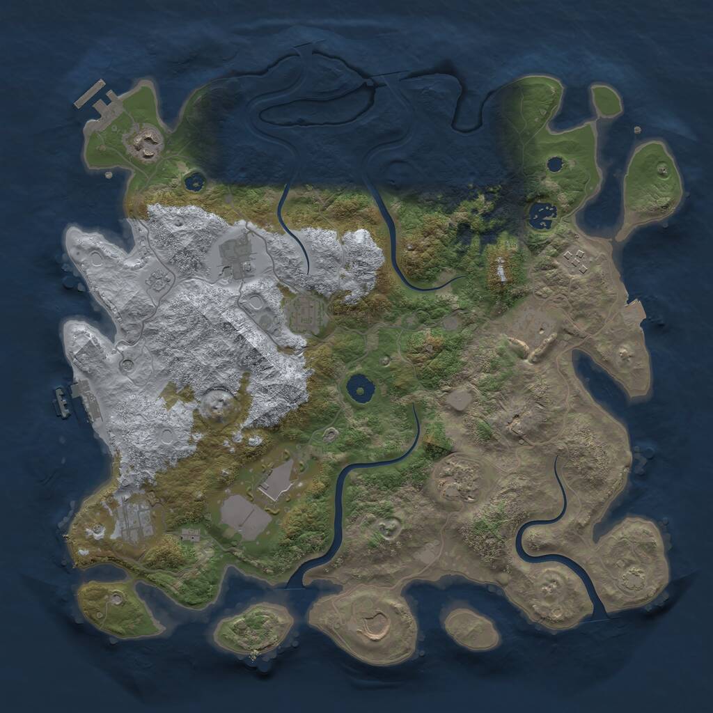 Rust Map: Procedural Map, Size: 3850, Seed: 1758728721, 16 Monuments