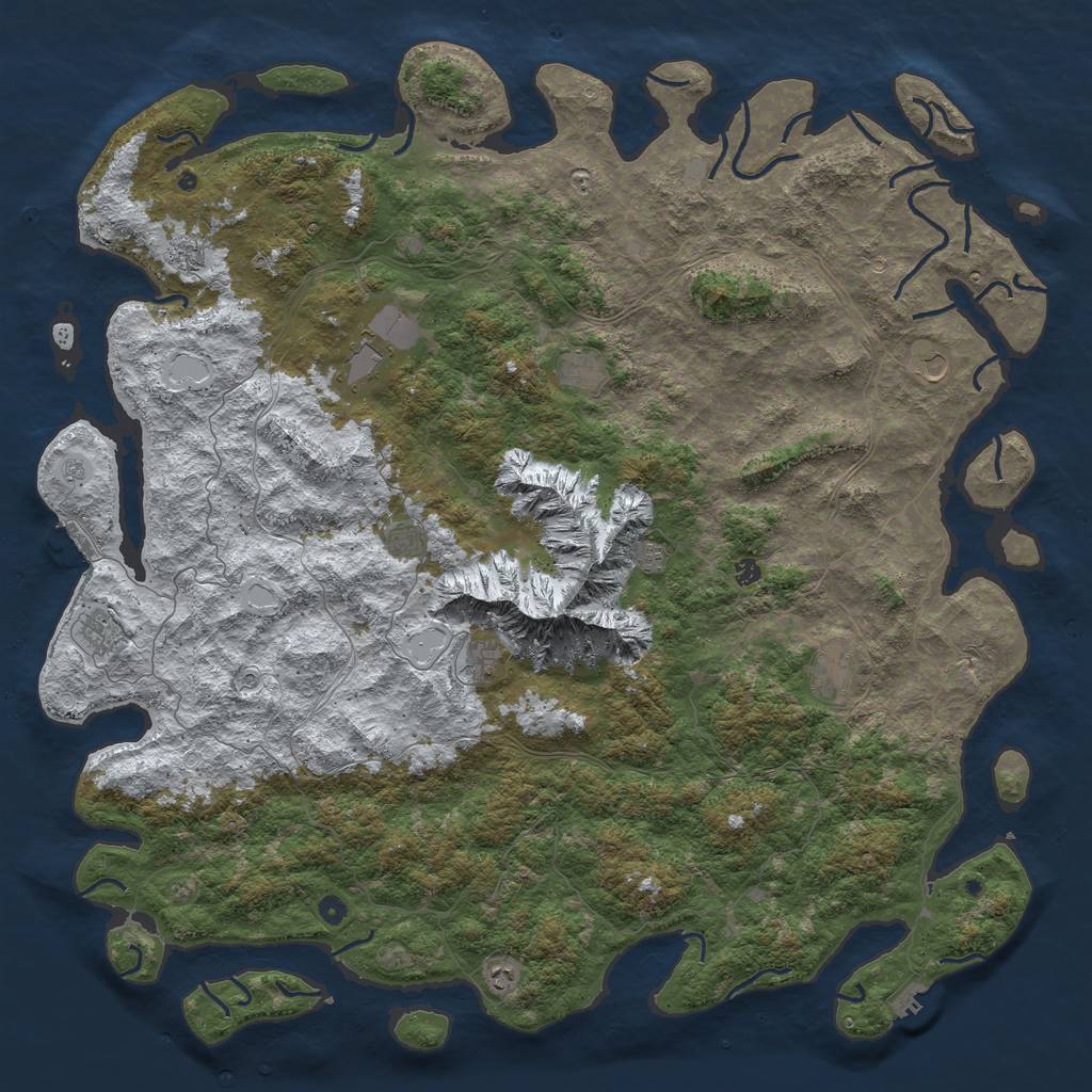 Rust Map: Procedural Map, Size: 6000, Seed: 991668030, 20 Monuments