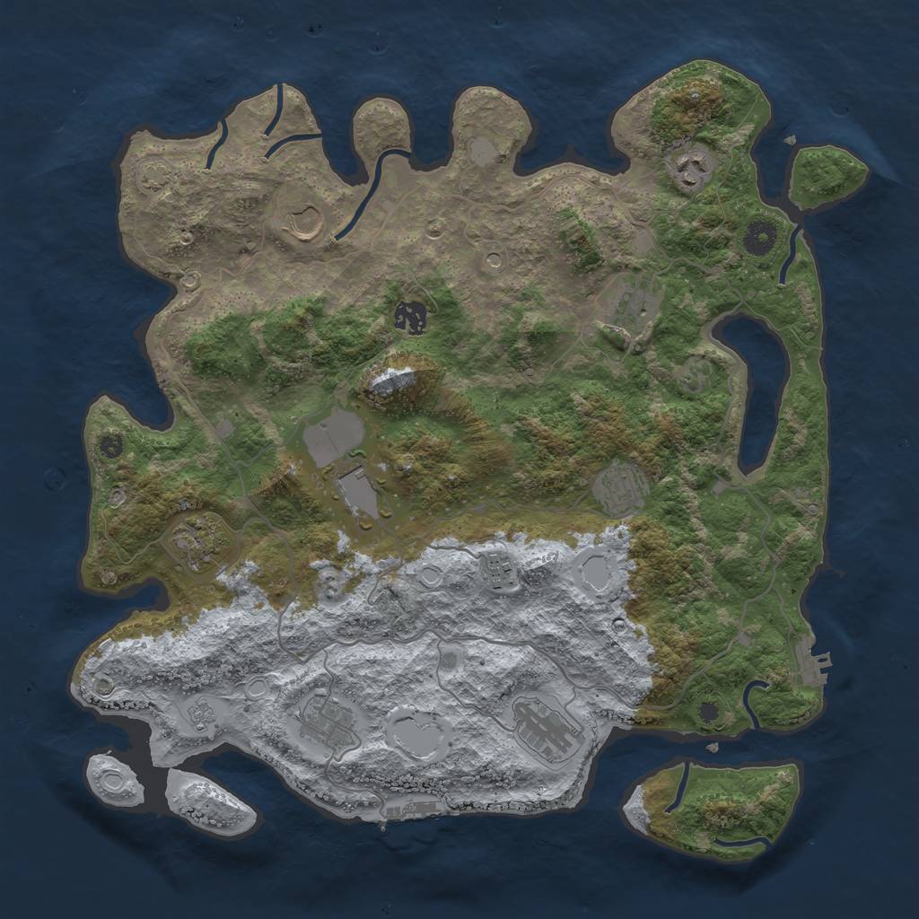 Rust Map: Procedural Map, Size: 4000, Seed: 708166857, 17 Monuments
