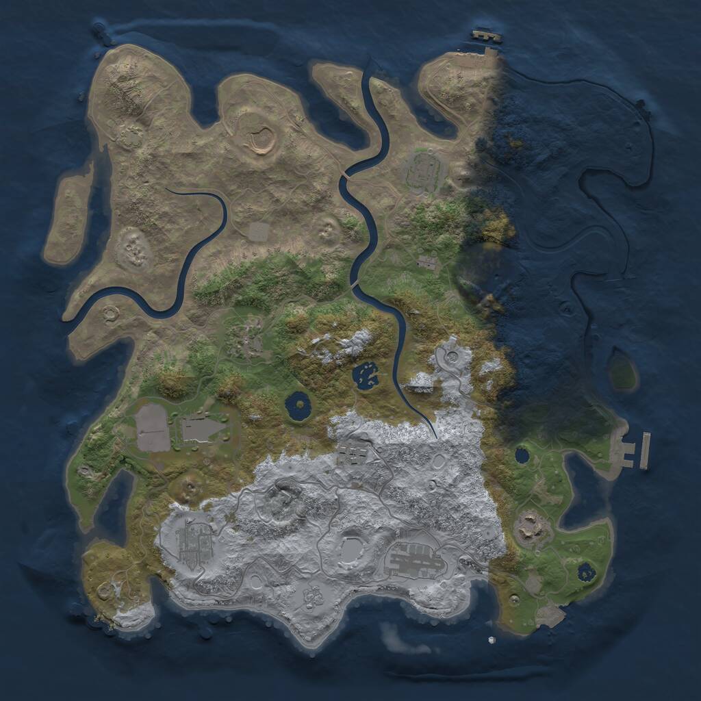 Rust Map: Procedural Map, Size: 3850, Seed: 1131090400, 16 Monuments
