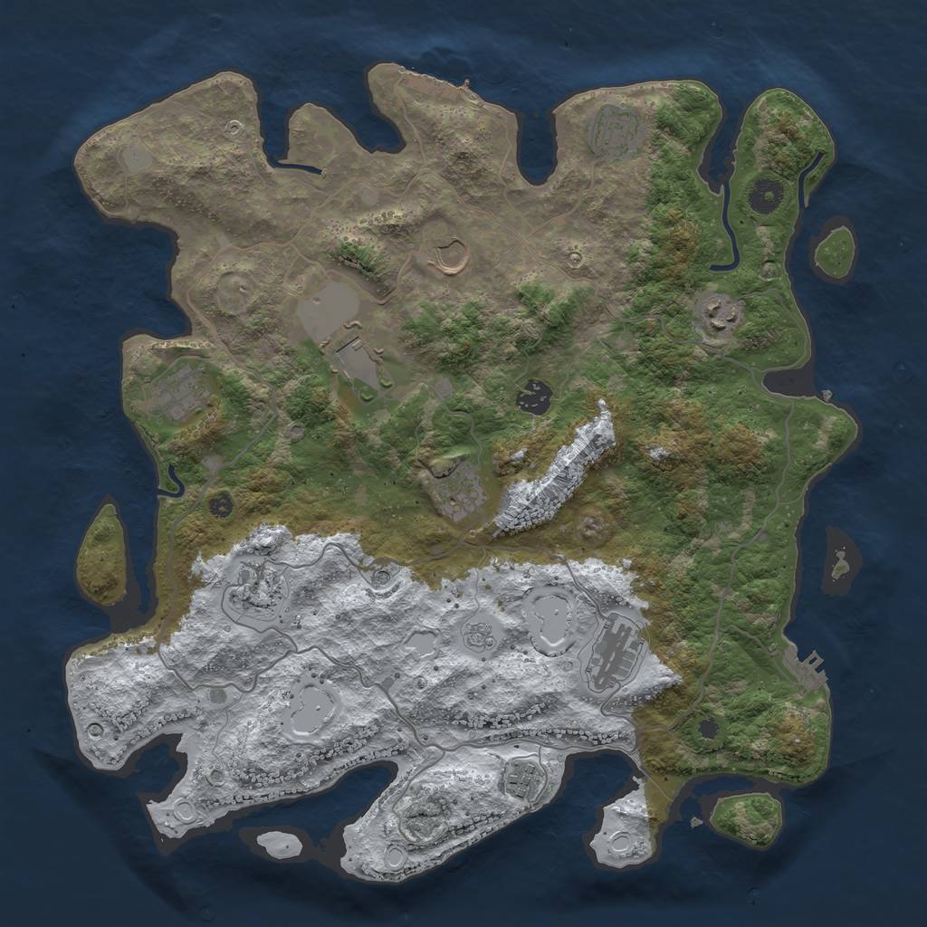 Rust Map: Procedural Map, Size: 4000, Seed: 54083, 19 Monuments