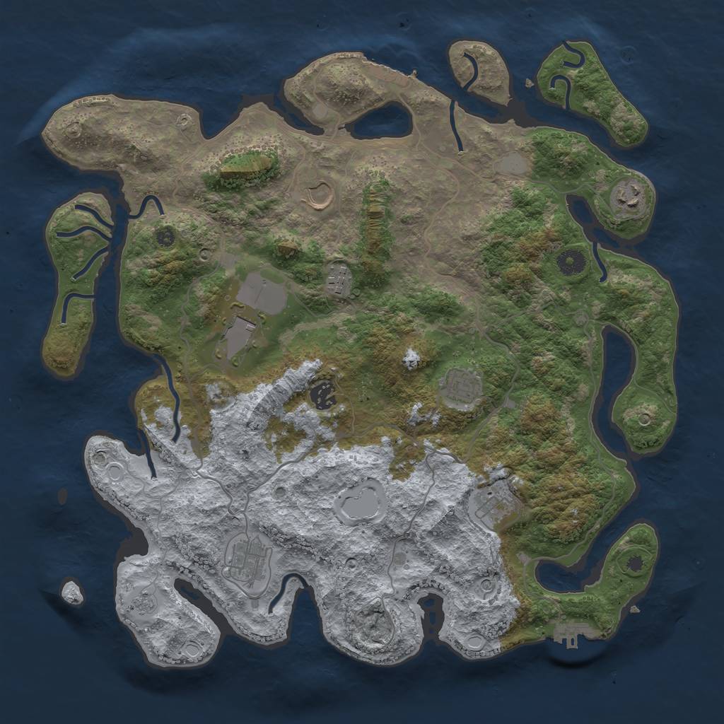 Rust Map: Procedural Map, Size: 4000, Seed: 95864, 17 Monuments