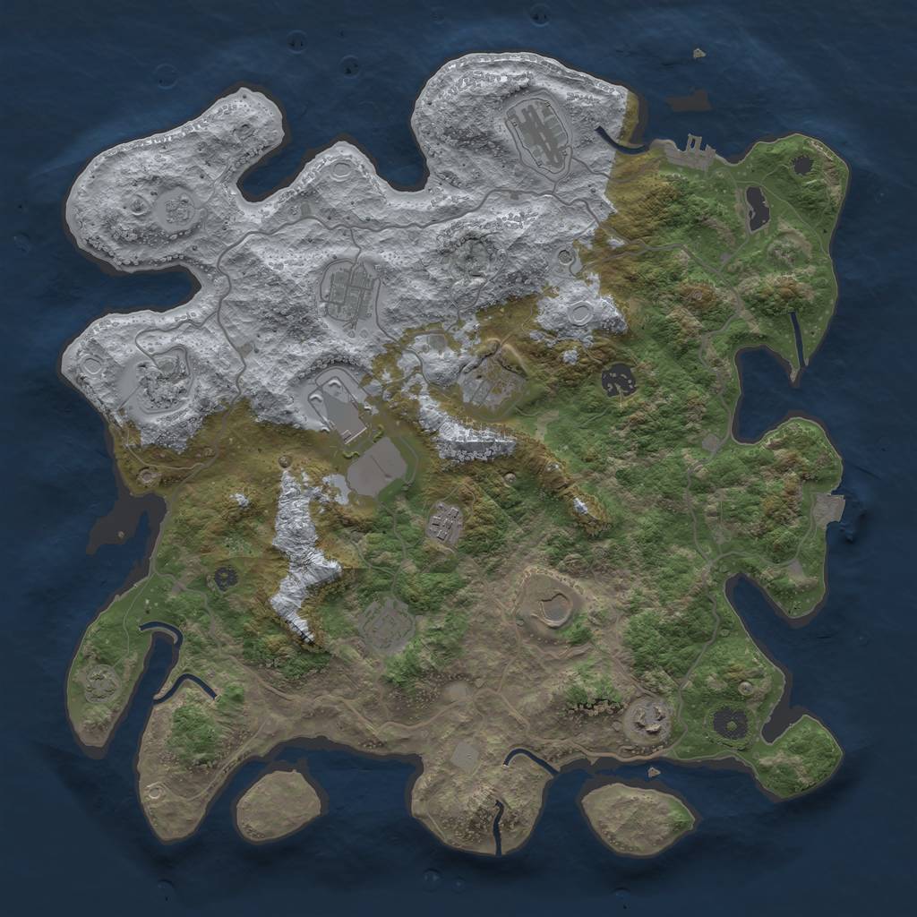 Rust Map: Procedural Map, Size: 4000, Seed: 990667672, 17 Monuments