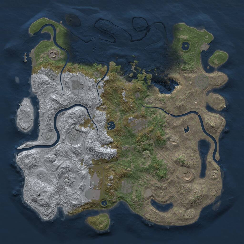 Rust Map: Procedural Map, Size: 4300, Seed: 54973426, 16 Monuments