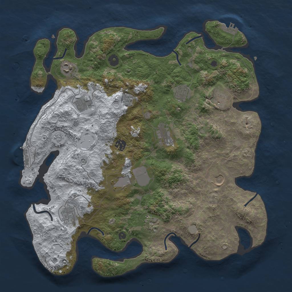Rust Map: Procedural Map, Size: 3950, Seed: 841319232, 20 Monuments