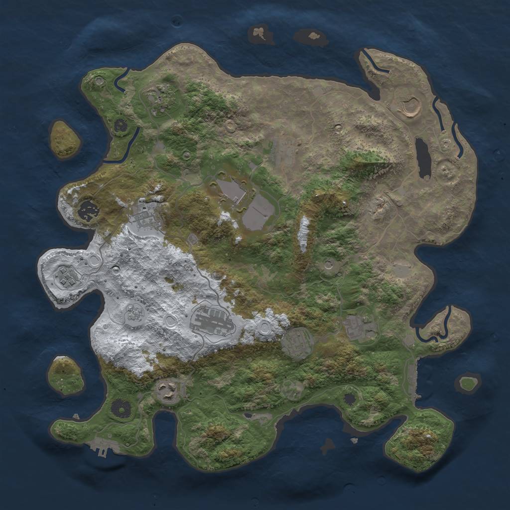 Rust Map: Procedural Map, Size: 3850, Seed: 1302643022, 20 Monuments