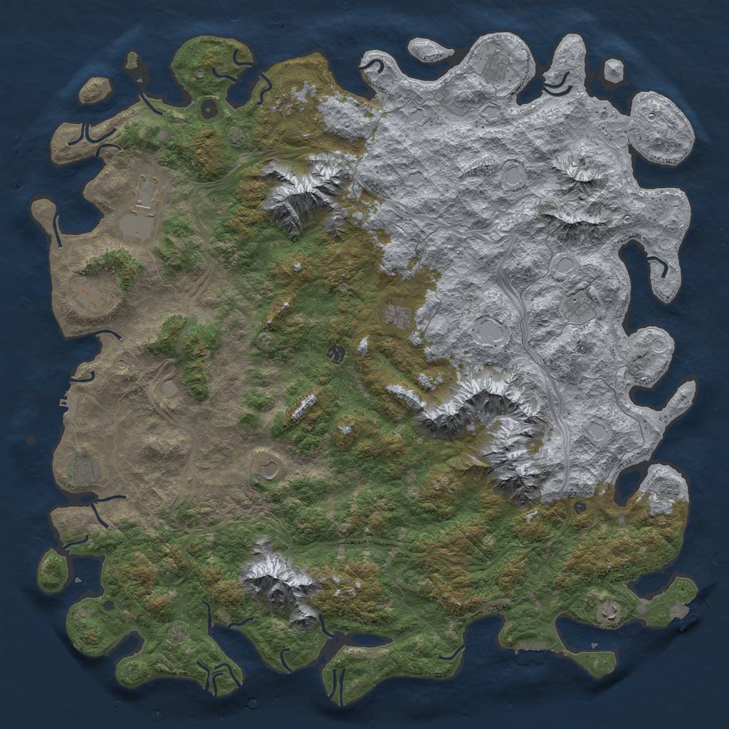 Rust Map: Procedural Map, Size: 6000, Seed: 552221234, 19 Monuments