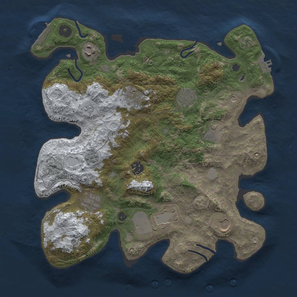 Rust Map: Procedural Map, Size: 3500, Seed: 938010591, 18 Monuments