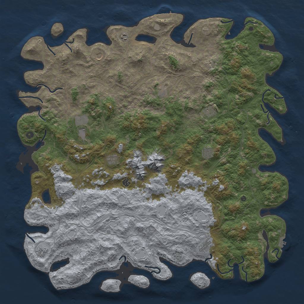 Rust Map: Procedural Map, Size: 6000, Seed: 863791, 20 Monuments