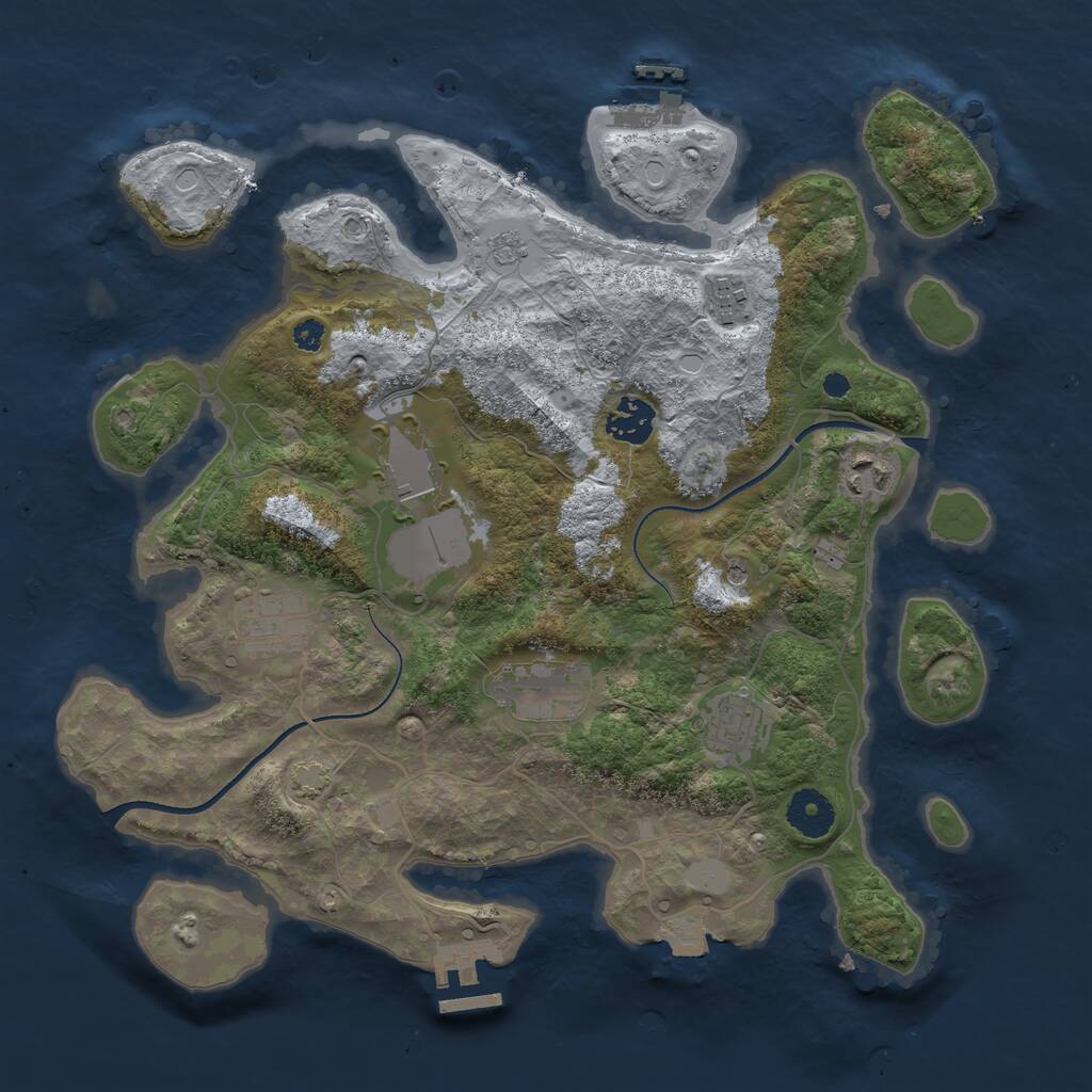 Rust Map: Procedural Map, Size: 3500, Seed: 1359030095, 13 Monuments