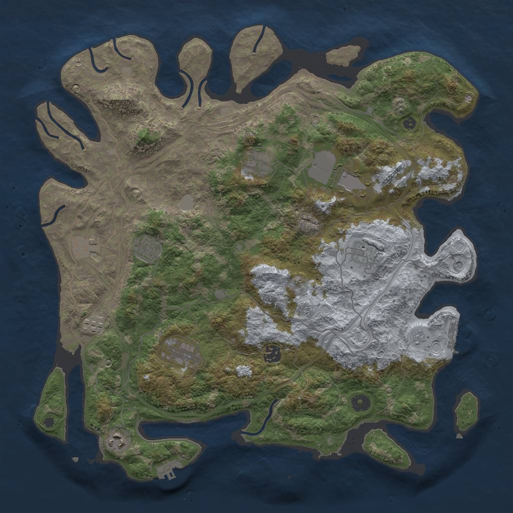 Rust Map: Procedural Map, Size: 4250, Seed: 278095591, 18 Monuments