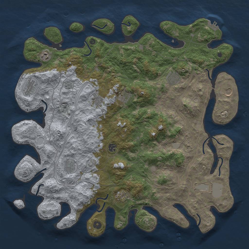 Rust Map: Procedural Map, Size: 4500, Seed: 1127699518, 17 Monuments