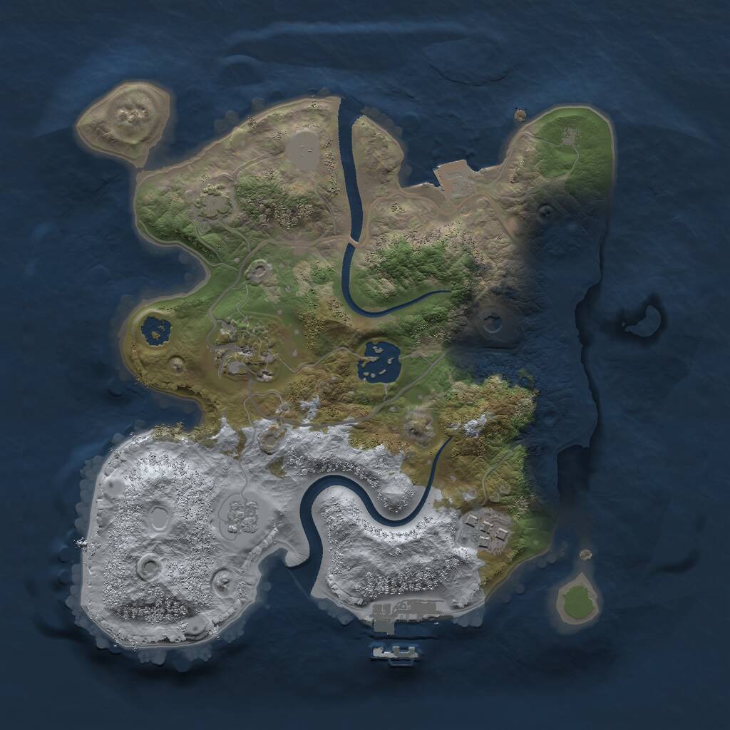 Rust Map: Procedural Map, Size: 2500, Seed: 93865, 8 Monuments