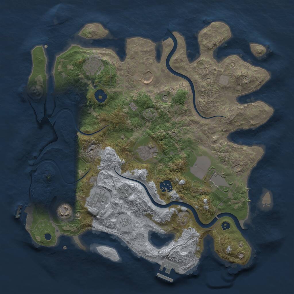 Rust Map: Procedural Map, Size: 3500, Seed: 1310827815, 14 Monuments