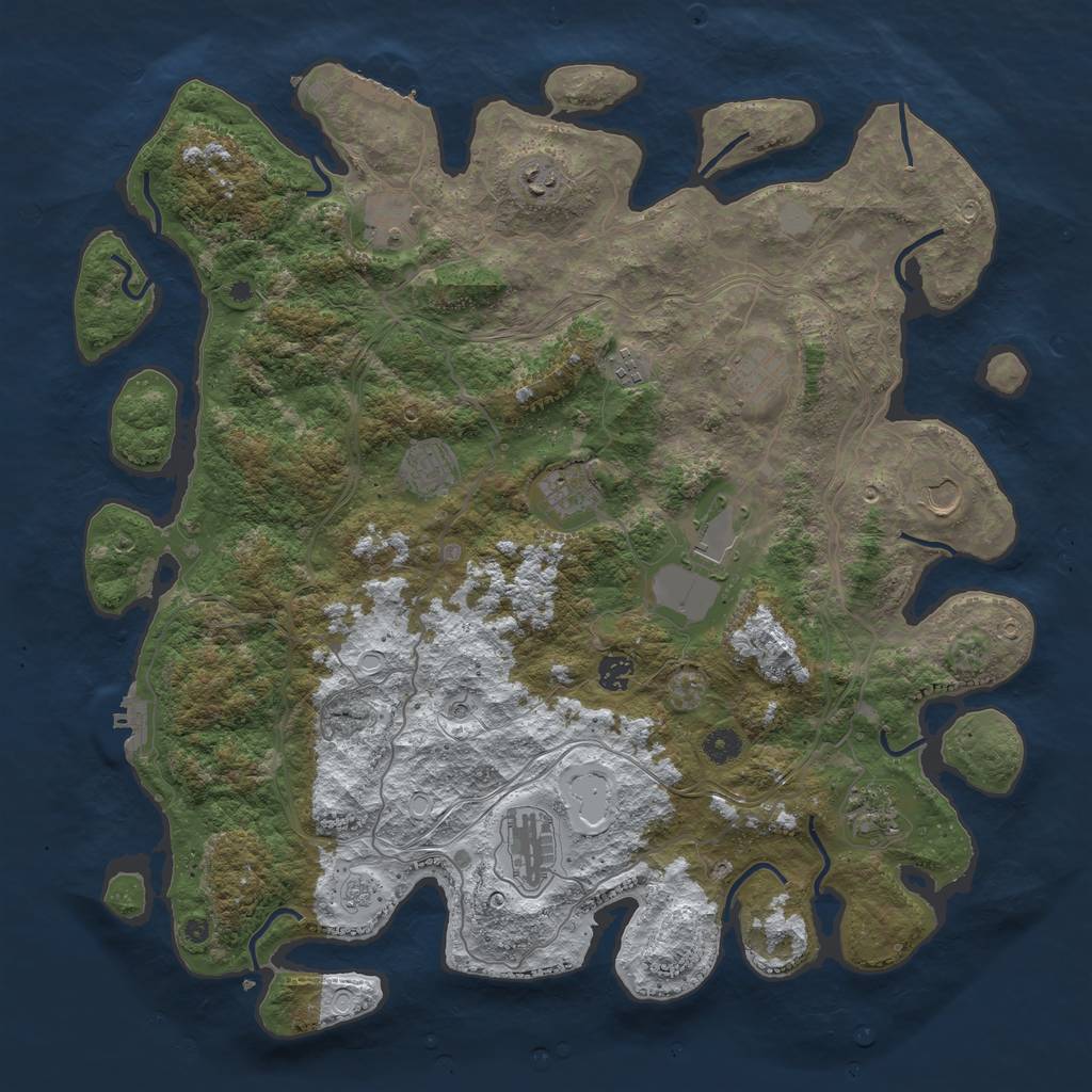 Rust Map: Procedural Map, Size: 4500, Seed: 563668990, 20 Monuments