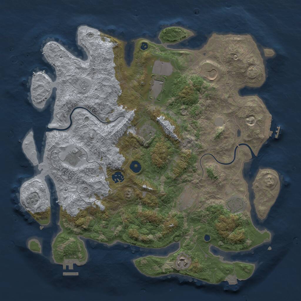 Rust Map: Procedural Map, Size: 3950, Seed: 2144510951, 15 Monuments