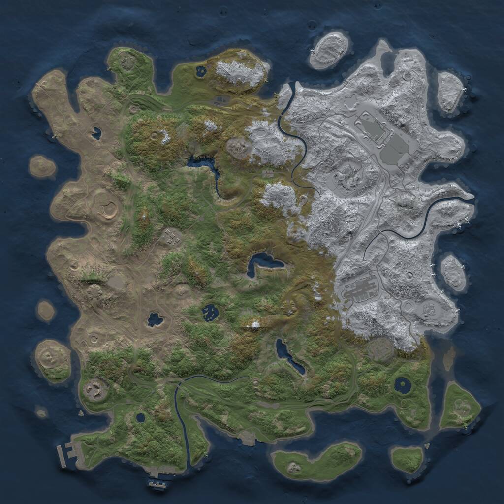 Rust Map: Procedural Map, Size: 4500, Seed: 967144010, 14 Monuments