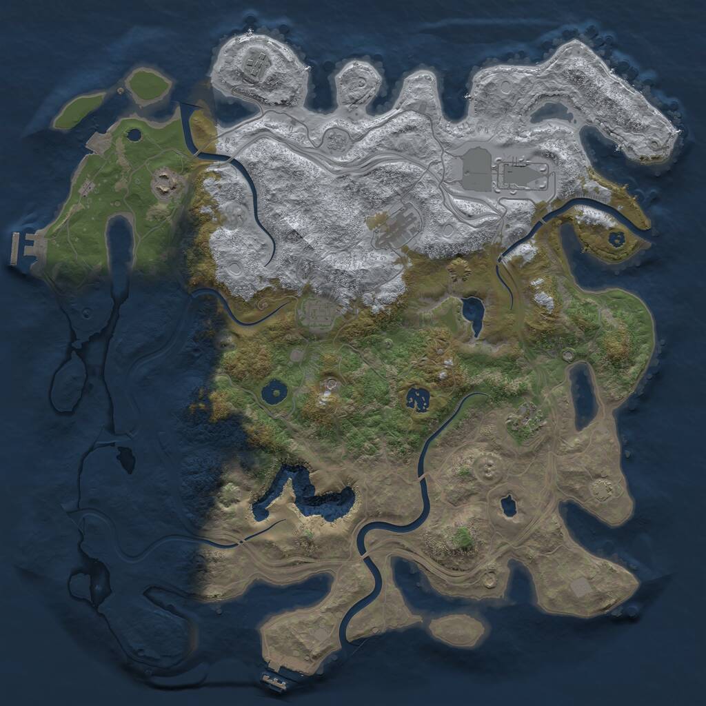 Rust Map: Procedural Map, Size: 4300, Seed: 551, 13 Monuments