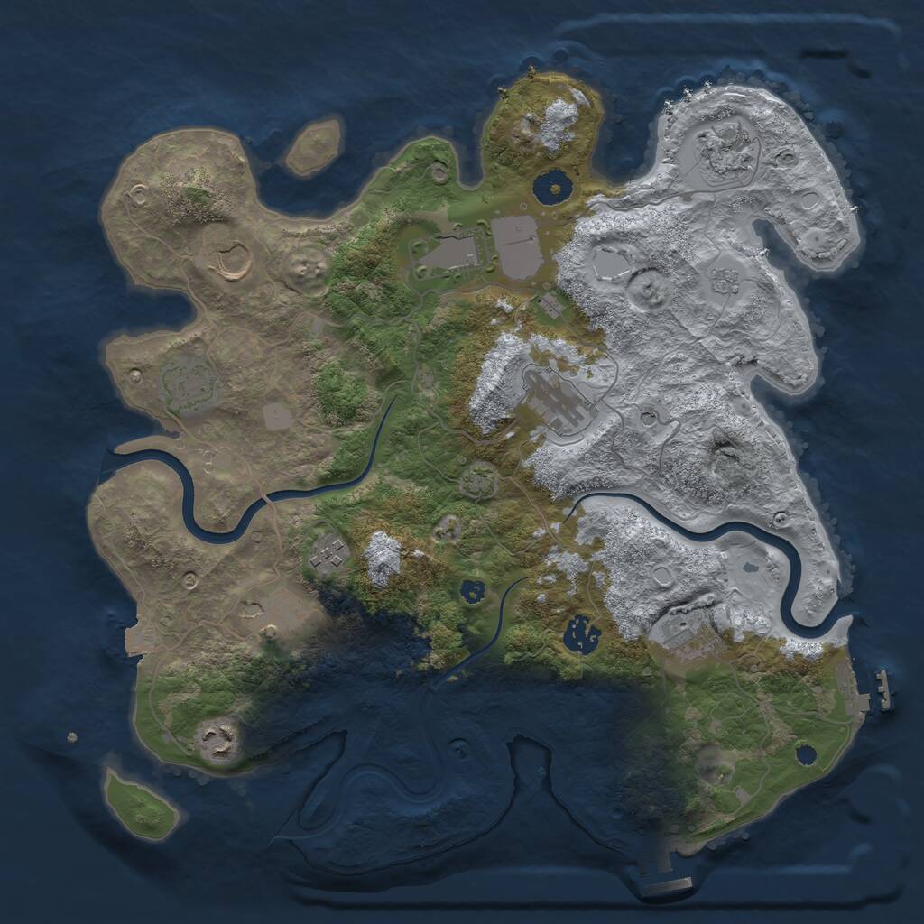 Rust Map: Procedural Map, Size: 3749, Seed: 2138869331, 16 Monuments