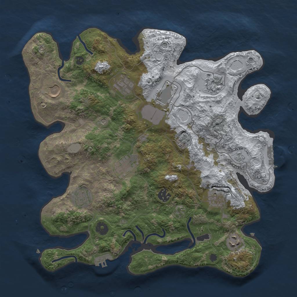 Rust Map: Procedural Map, Size: 3500, Seed: 166132924, 19 Monuments
