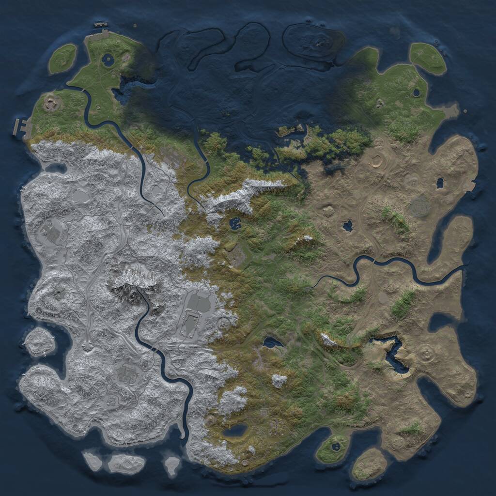 Rust Map: Procedural Map, Size: 6000, Seed: 621198, 17 Monuments