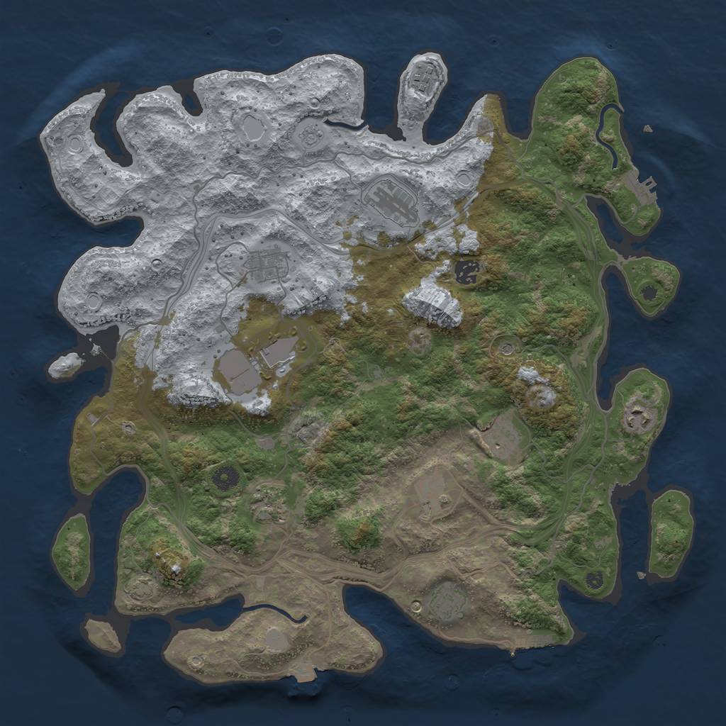 Rust Map: Procedural Map, Size: 4250, Seed: 704989012, 18 Monuments