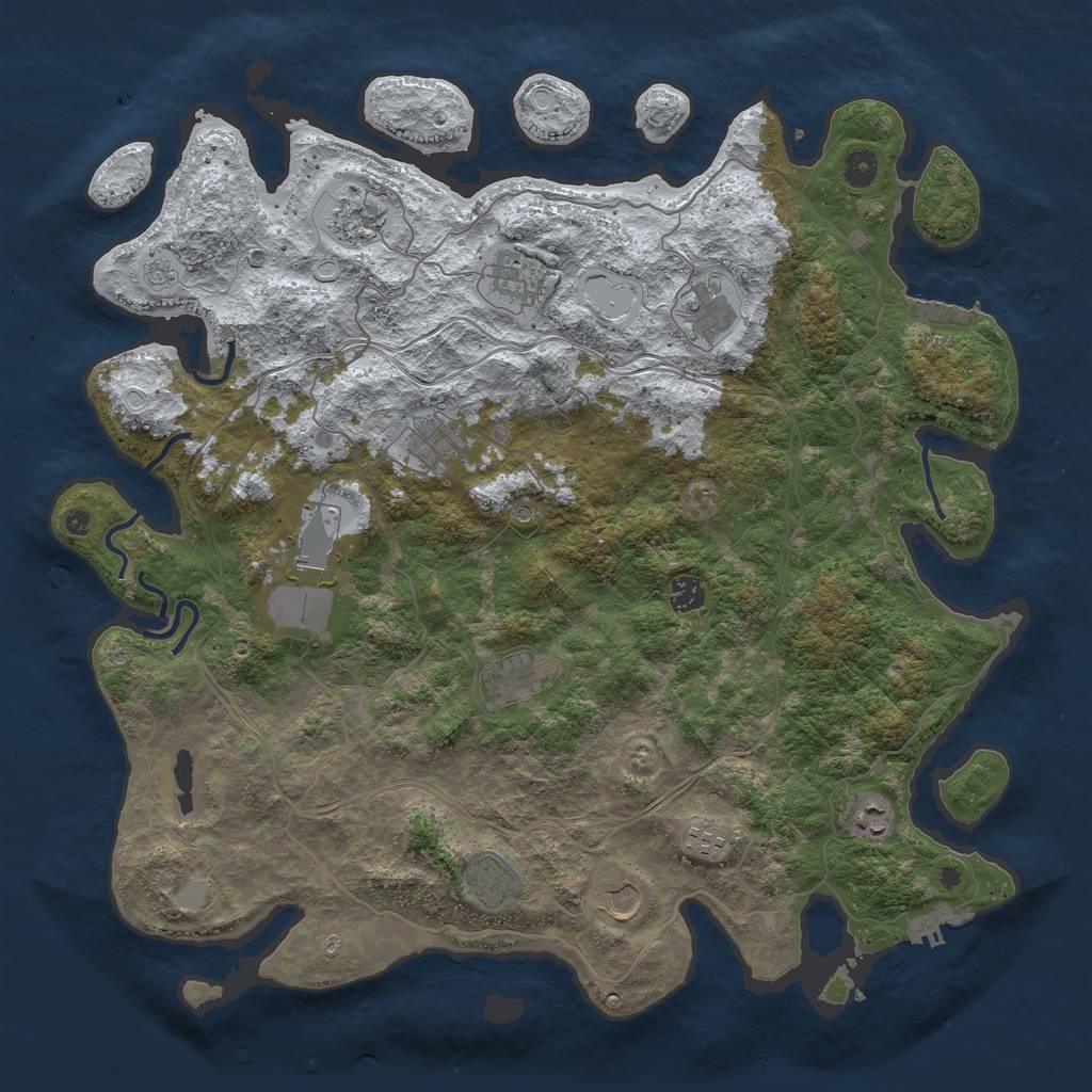 Rust Map: Procedural Map, Size: 4500, Seed: 974371897, 20 Monuments