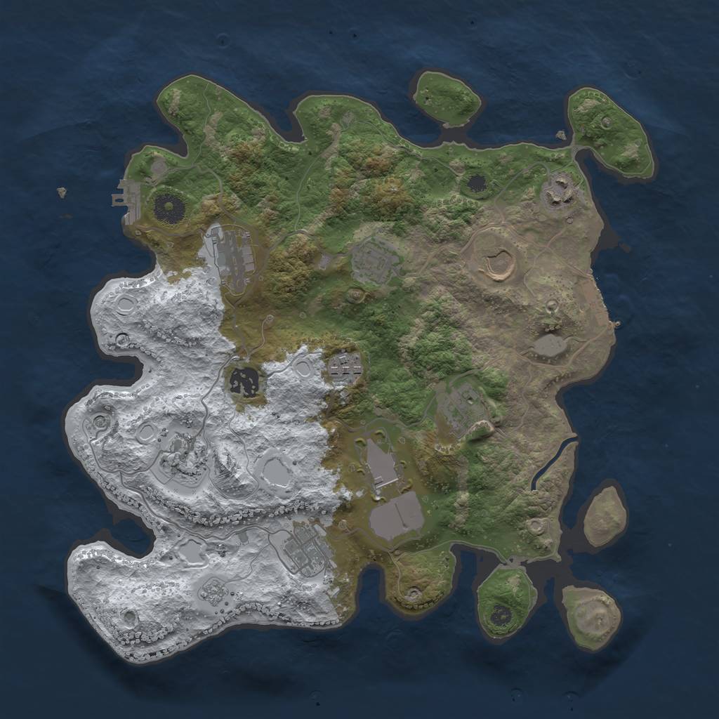 Rust Map: Procedural Map, Size: 3500, Seed: 1517864646, 19 Monuments