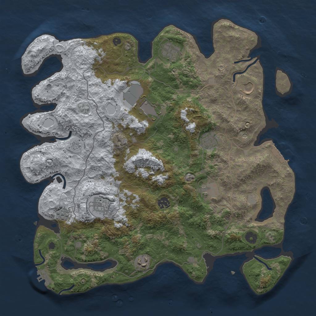 Rust Map: Procedural Map, Size: 4000, Seed: 416942932, 18 Monuments