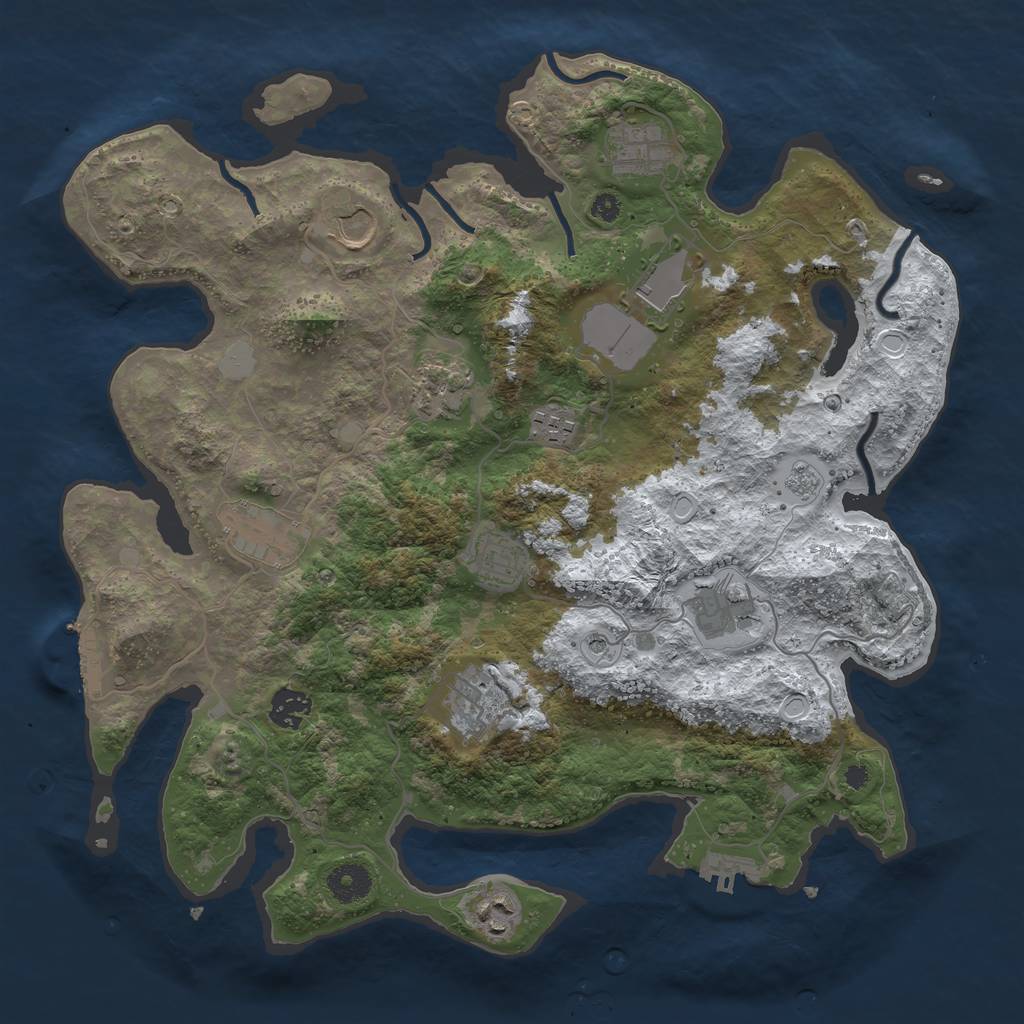 Rust Map: Procedural Map, Size: 3750, Seed: 819290822, 20 Monuments
