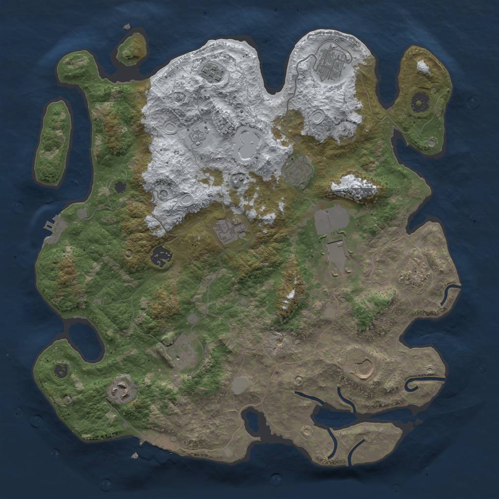 Rust Map: Procedural Map, Size: 3750, Seed: 957944382, 19 Monuments