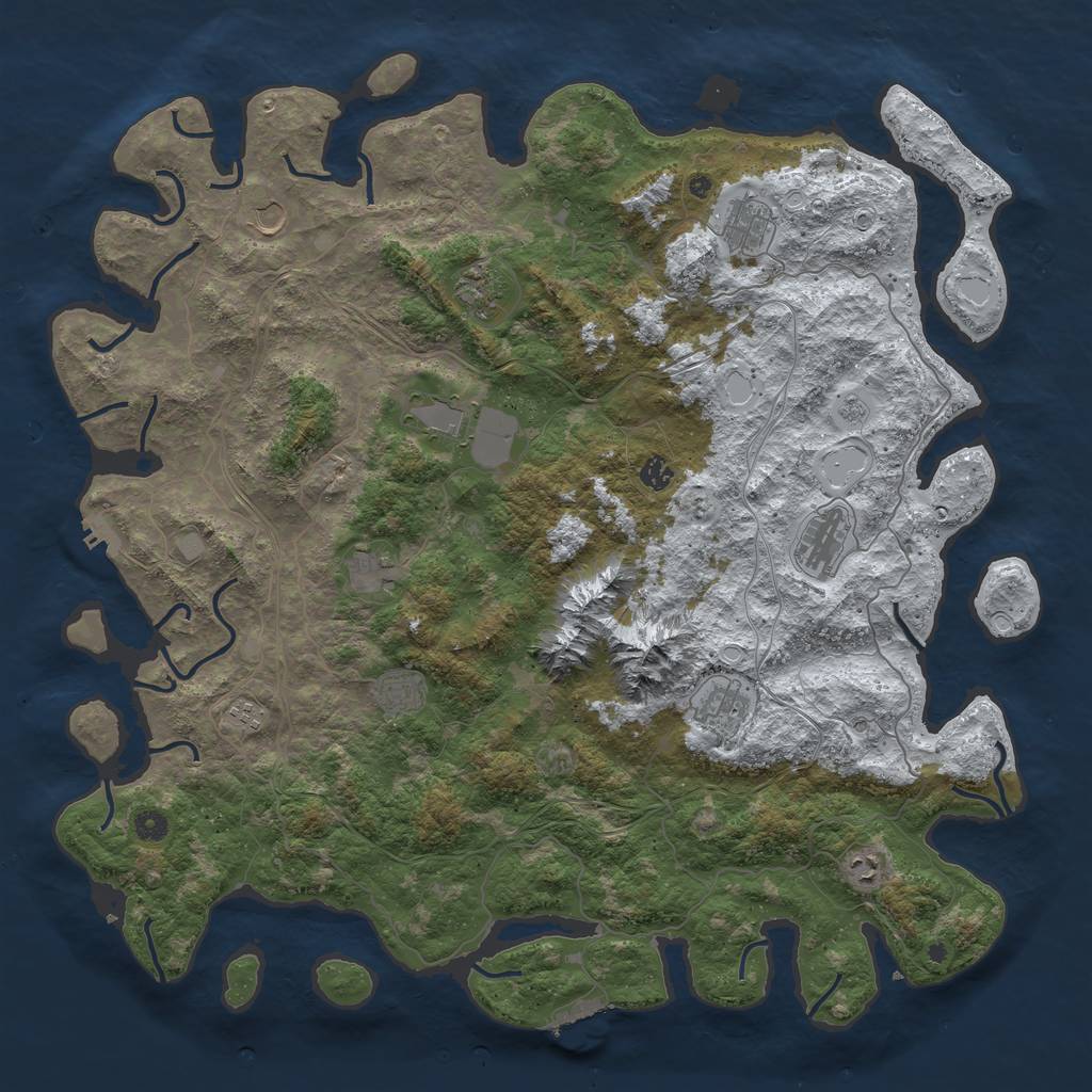 Rust Map: Procedural Map, Size: 5000, Seed: 505963507, 20 Monuments