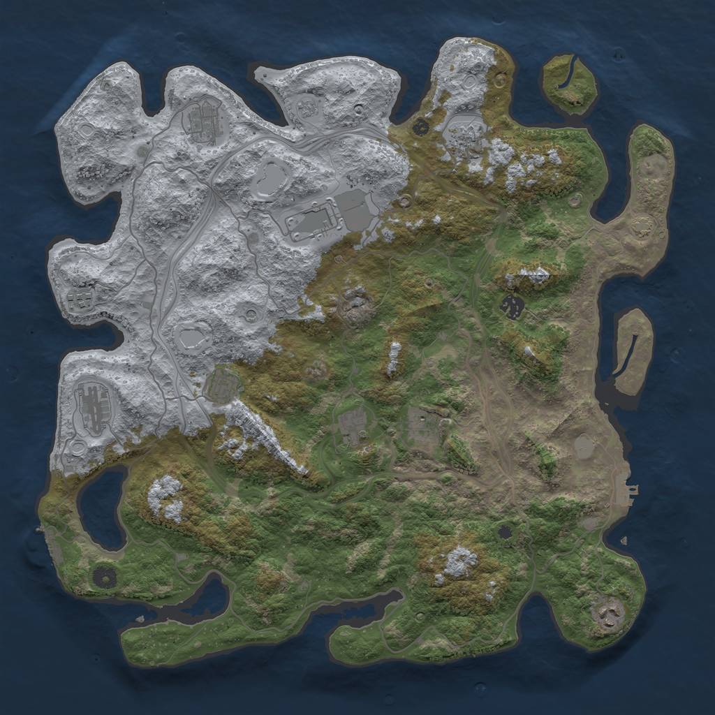 Rust Map: Procedural Map, Size: 4500, Seed: 1413559244, 18 Monuments