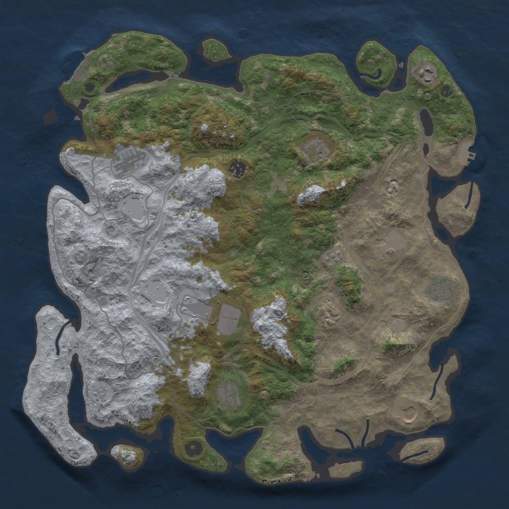 Rust Map: Procedural Map, Size: 4500, Seed: 1259825711, 18 Monuments