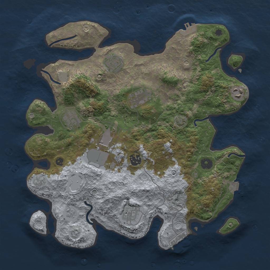 Rust Map: Procedural Map, Size: 3500, Seed: 968764352, 15 Monuments