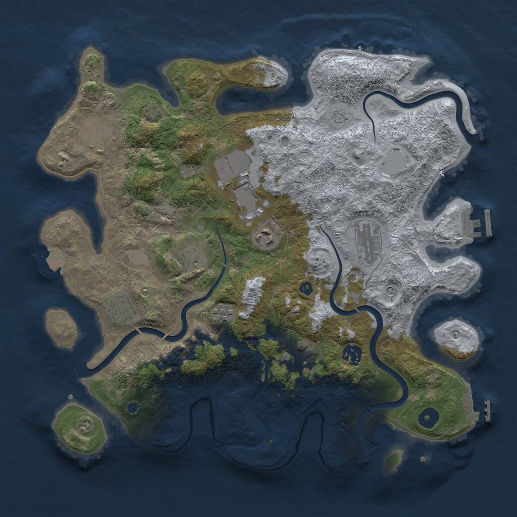Rust Map: Procedural Map, Size: 3850, Seed: 959774427, 15 Monuments