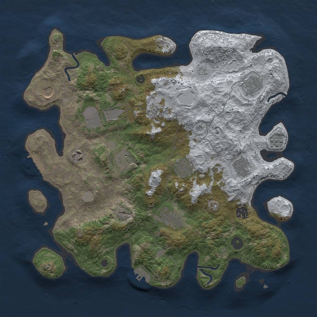 Rust Map: Procedural Map, Size: 3850, Seed: 959774427, 20 Monuments