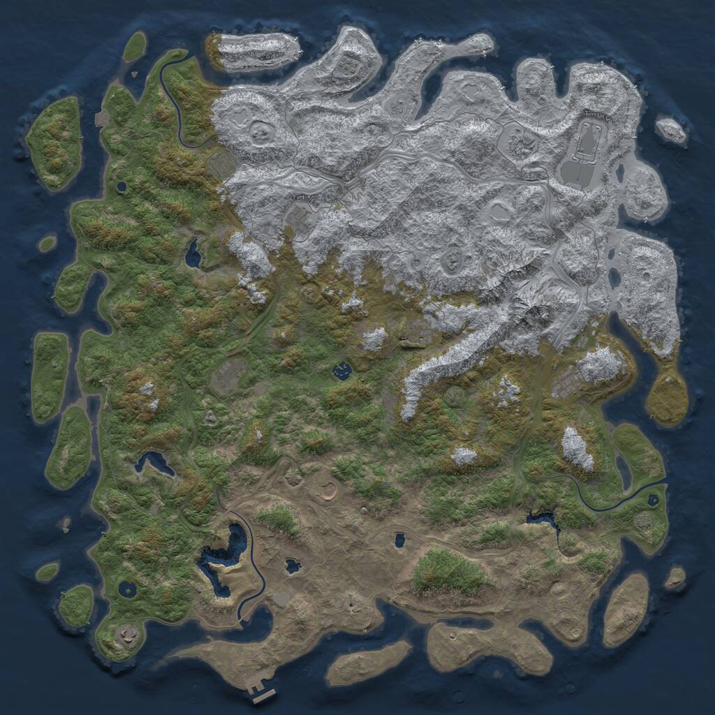 Rust Map: Procedural Map, Size: 6000, Seed: 695897, 16 Monuments