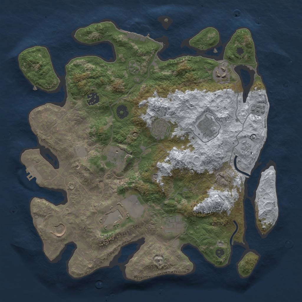 Rust Map: Procedural Map, Size: 3500, Seed: 15047961, 18 Monuments
