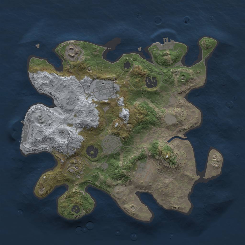 Rust Map: Procedural Map, Size: 3000, Seed: 691023, 13 Monuments