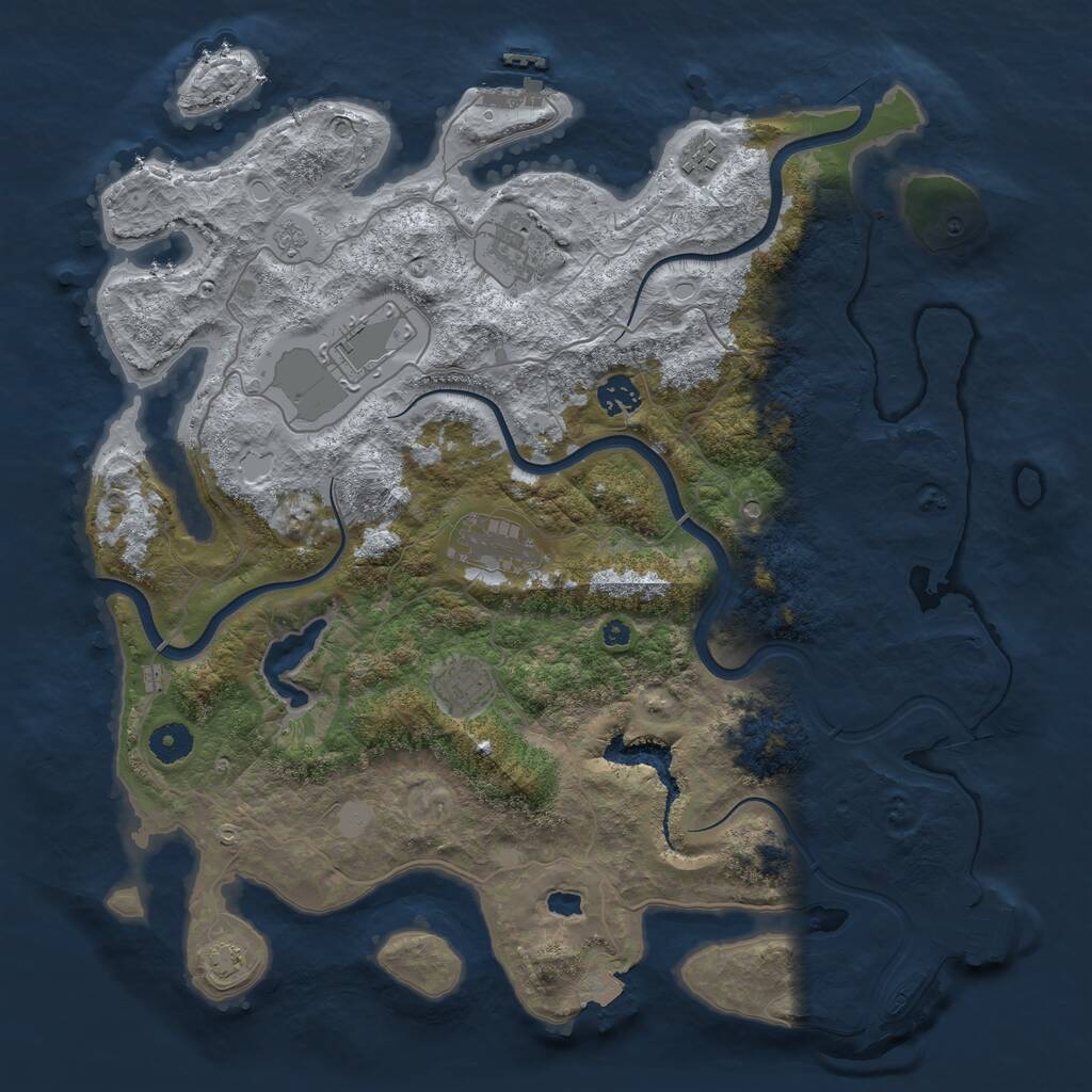 Rust Map: Procedural Map, Size: 4000, Seed: 187334, 12 Monuments