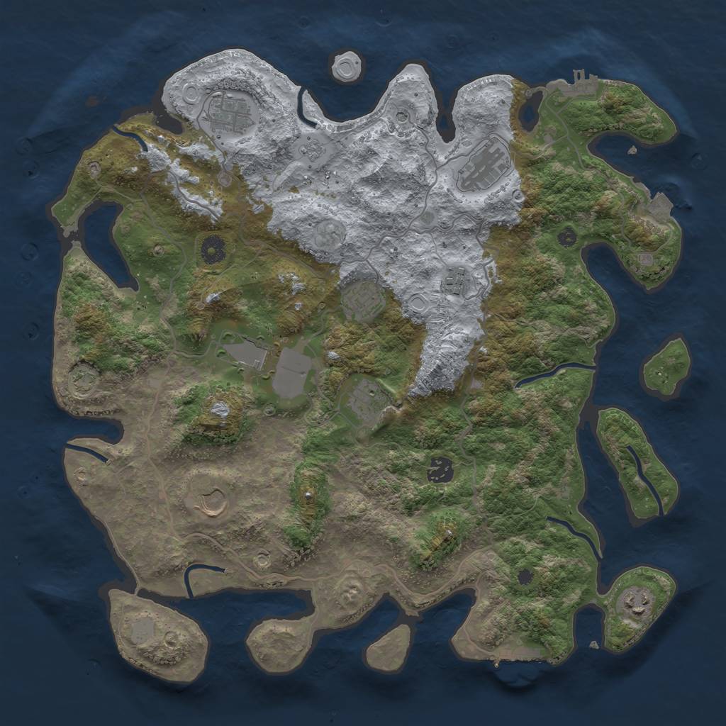 Rust Map: Procedural Map, Size: 4000, Seed: 642178235, 17 Monuments