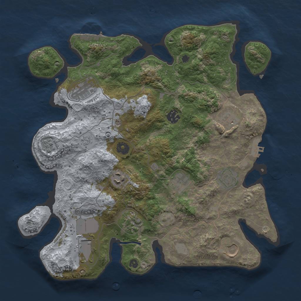 Rust Map: Procedural Map, Size: 3500, Seed: 654363, 17 Monuments