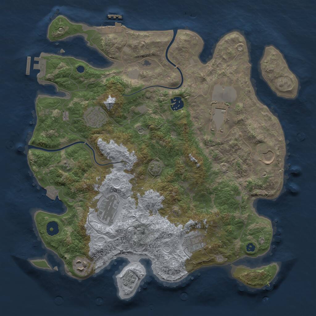 Rust Map: Procedural Map, Size: 3500, Seed: 8765432, 13 Monuments