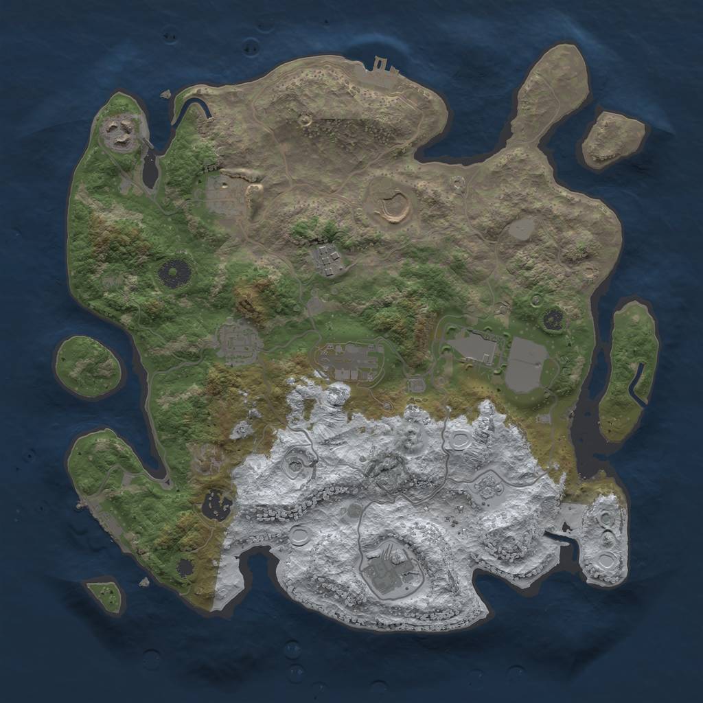 Rust Map: Procedural Map, Size: 3500, Seed: 254224330, 18 Monuments