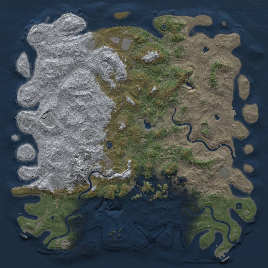 Rust Map: Procedural Map, Size: 6000, Seed: 695075, 17 Monuments