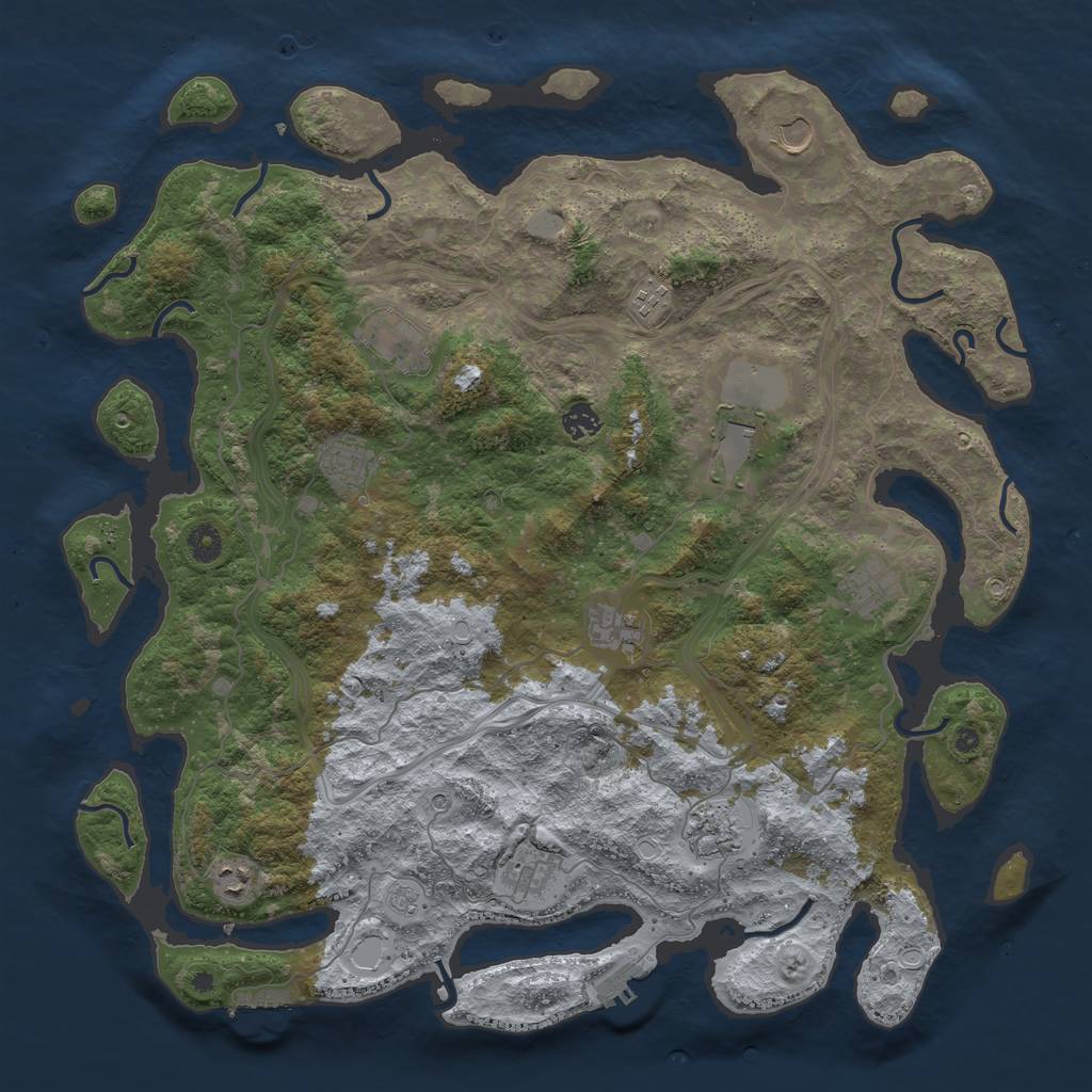 Rust Map: Procedural Map, Size: 4500, Seed: 1158369932, 18 Monuments