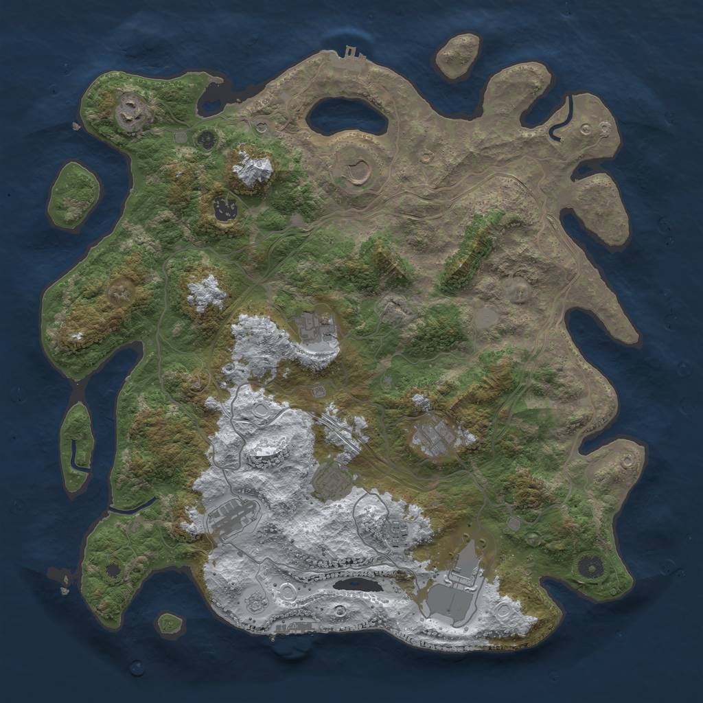 Rust Map: Procedural Map, Size: 4250, Seed: 401817796, 18 Monuments